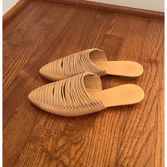 Tory Burch Sienna Pointy Toe Mule In Natural Vachetta Size 6.5 - Picture 4 of 6